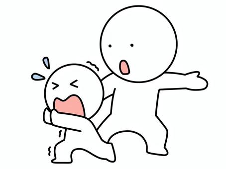 嫌がる棒人間の子供 棒人間,嫌がる,逃げる,子供,親子,泣く,叫ぶ,指示,誘導,教えるのイラスト素材