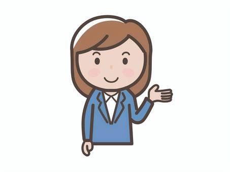 説明をする女性会社員のイラスト 女性,スーツ,説明,案内,紹介,かわいい,会社員,ol,ポイント,教えるのイラスト素材