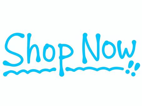 Shop Nowの文字（水色） ショップ,ナウ,買い物,ショッピング,通販,カート,決済,セール,割引,プロモーションのイラスト素材