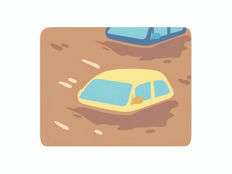 車の水没・浸水 車,水没,浸水,水,災害,水害,沈む,故障のイラスト素材