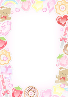 平成レトロなキラキラシールフレーム 平成レトロ,シール,フレーム,星,虹,ダイヤ,ハート,リボン,ドーナツ,いちごのイラスト素材