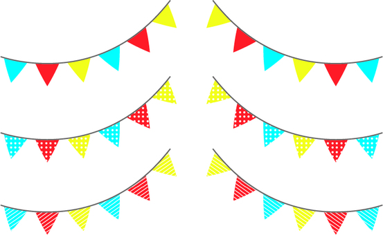 ガーランド ガーランド,三角旗,旗,カラフル,お祝い,運動会,黄色,赤,青,お祭りのイラスト素材
