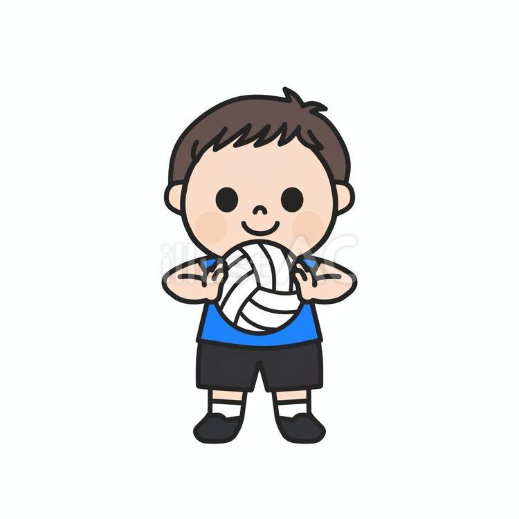 バレーボールを持って気合をいれる男の子1 バレーボール,ボール,バレー部のイラスト素材