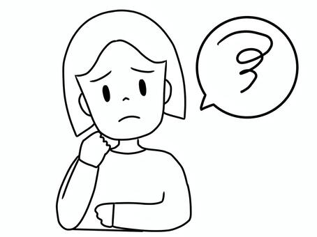 悩んで首を傾げる女性　 女性,悩む,首を傾げる,困る,悩める,腕を組む,家庭,職場,育児のイラスト素材