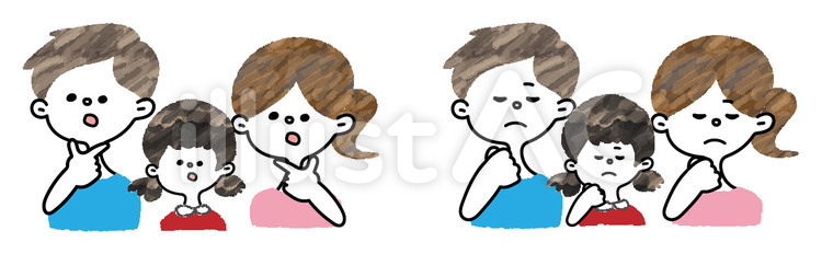 家族　なるほど　考える　3－2 家族,ファミリー,子育て世代のイラスト素材