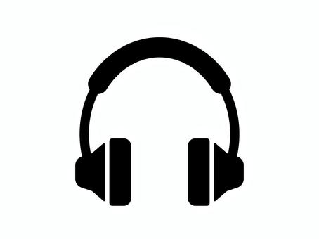 ヘッドホンのアイコン ヘッドホン,音楽,黒,シルエット,アイコン,ロゴ,モノクロ,モノトーン,クリップアート,シンプルのイラスト素材