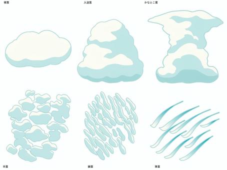雲 雲,積雲,入道雲,かなとこ雲,羊雲,鱗雲,箒雲のイラスト素材