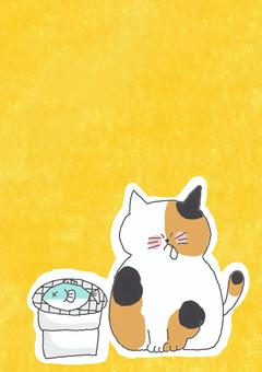 魚を焼く三毛猫ちゃん 魚を焼く三毛猫ちゃん かわいい,魚,たべもの,おいしい,うまい,好き,好物,待つ,焼く,焼き魚のイラスト素材