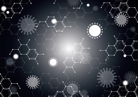 かっこいい化学構造式とウイルスの背景素材 ウイルス,バクテリア,化学,構造式,幾何学,ライン,サイエンス,光,スタイリッシュ,背景のイラスト素材