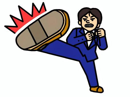 キック キック,反抗,暴力,サラリーマン,社会人,ストレス,男性,イラストのイラスト素材