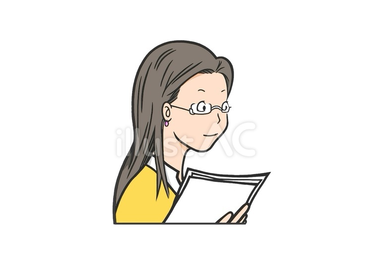 資料を持って眼鏡をかけた女性の会社員 スーツ姿,女性,オフィスのイラスト素材