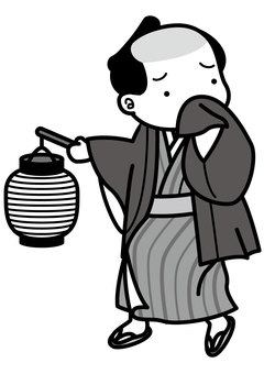 夜歩き-2c 夜歩き-2c 夜歩き,江戸,時代劇,提灯,歩く,怯える,着物,羽織,草履,髷のイラスト素材