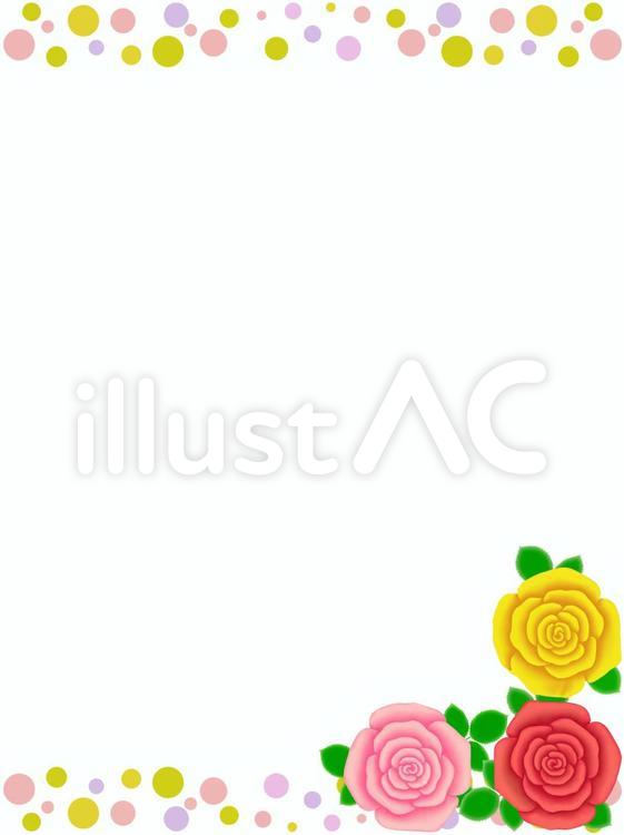 薔薇の花模様フレームシンプル飾り枠背景 ドット,薔薇,フレームのイラスト素材