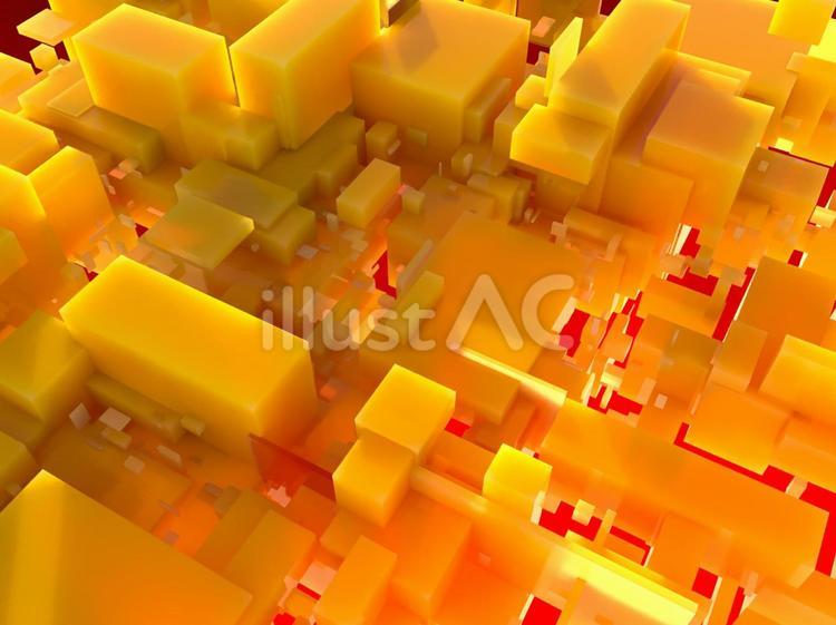 オレンジの迷宮 3d,cg,ブロックのイラスト素材