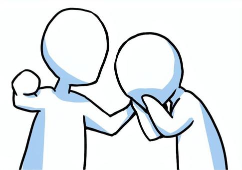 落ち込む人と励ます人 サポート,コミュニケーション,応援,助け,シンプル,棒人間のイラスト素材