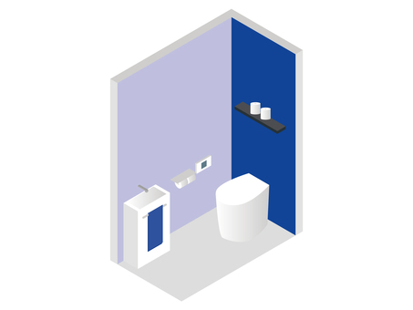 アイソメトイレ トイレ,洋式トイレ,和式トイレ,トイレマーク,トイレ案内,トイレ表示,トイレサイン,トイレ個室,公衆トイレ,化粧室のイラスト素材