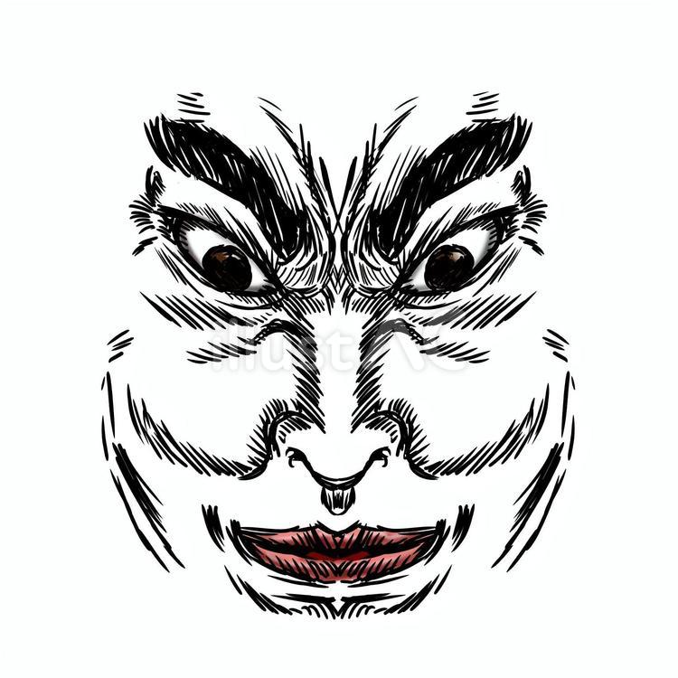 暑苦しい濃い顔の表情パーツ線画 劇画,漢,男前のイラスト素材