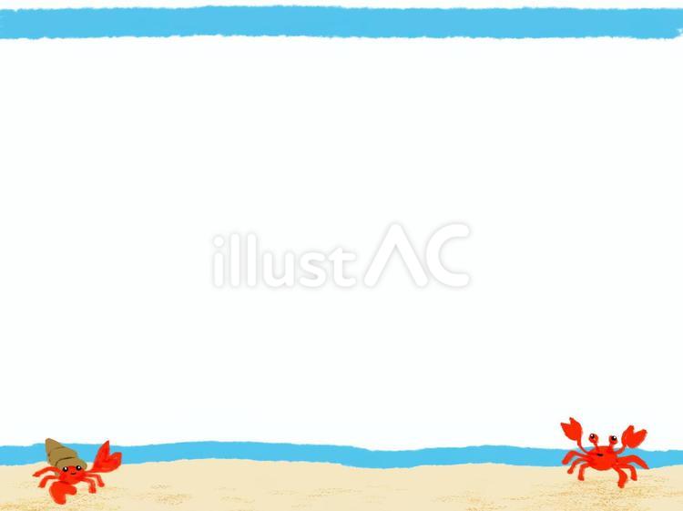 海辺のなかまたち・夏のフレーム（横型） 夏,海,ビーチのイラスト素材