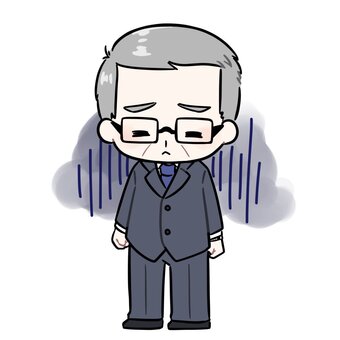 肩を落とすスーツ姿の年配の男性 スーツ,社会人,会社員,仕事,職業,おじさん,年配,男性,上司,ビジネスのイラスト素材