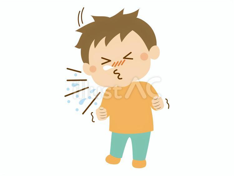くしゃみをする男の子2 くしゃみ,花粉症,こどものイラスト素材
