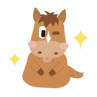 やったね！キラキラな馬 馬,動物,生き物,やった,達成感,キラキラ,ポニー,アクション,ポーズ,かわいいのイラスト素材