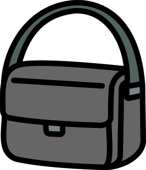 グレーの手提げバッグです。 手持ち,バッグ,シンプル,手提げ,ハンドバッグ,ファッション,小物,通勤,通学,日常のイラスト素材