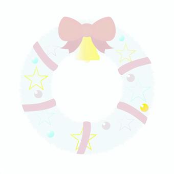 リボン付ホワイトクリスマスリース