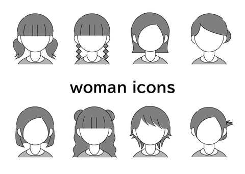 女性アイコンセット 若い,女性,主婦,セット,上半身,アイコン,20代,30代,40代,ショートヘアのイラスト素材