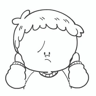 聴覚過敏の子どもの白黒手描きイラスト1 聴覚過敏,騒音,うるさい,自閉症,過敏,雑音,敏感,聴覚,ストレス,発達障害のイラスト素材