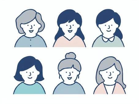 Illustration set of various women, , JPG, PNG and AI