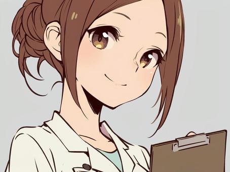 カルテを見る看護師イラスト