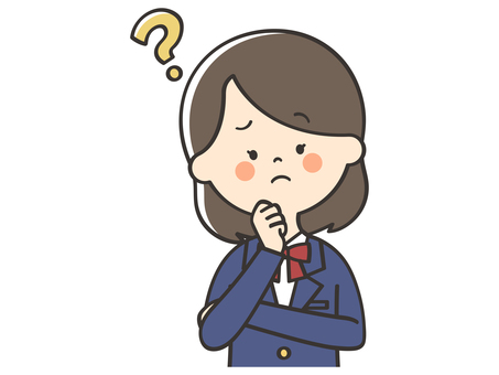 考える女子学生 考える,困る,不安,悩む,はてな,迷う,謎,質問,疑問,わからないのイラスト素材