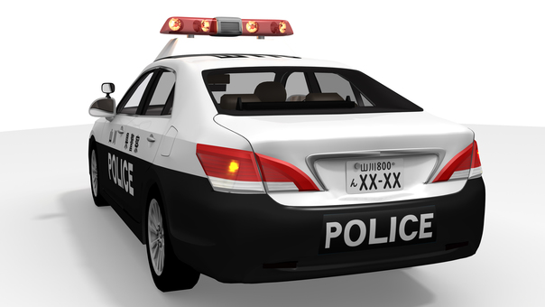 パトカー（後面） パトカー,警察,自動車,セダン,パトロールカー,3dcg,リアル,緊急自動車,警察官,はたらくクルマのイラスト素材