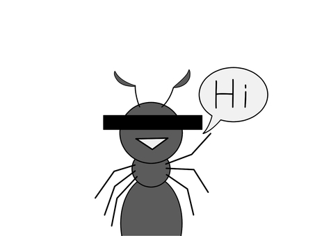 嫌いなあいつ　アリ　色あり 蟻,虫,クロアリ,シンプル,手描き,hi,目線,笑顔,手を振る,触角のイラスト素材