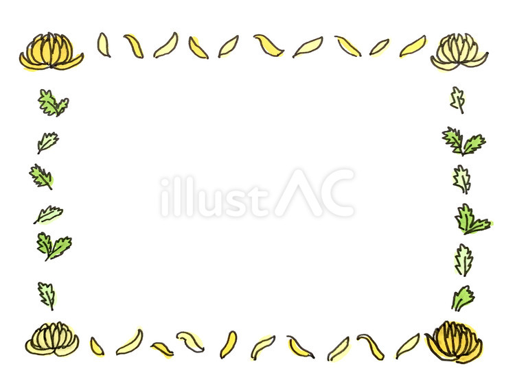 菊の花のフレーム 菊,花びら,葉のイラスト素材
