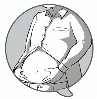 ぽっこりお腹・白黒・モノクロ ぽっこりお腹・白黒・モノクロ ぼっこりお腹,ぽっちゃり,腹,肥満,アイコン,吹き出し,悩み,健康,下腹,30代のイラスト素材