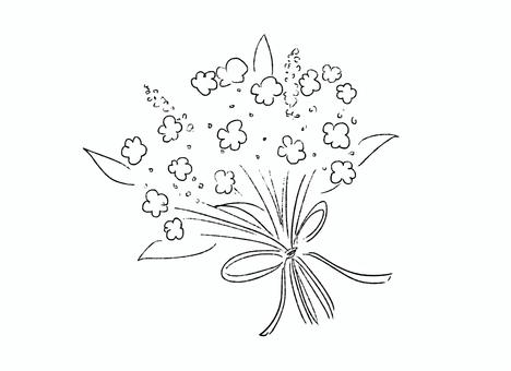 花束　線画 花束,線画,花,草花,植物,自然,リボン,プレゼント,贈り物,花々のイラスト素材