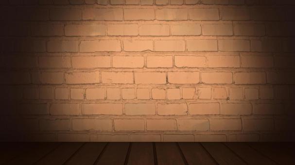 スポットライトをあてたレンガの壁 レンガ,3ｄ,ｃｇ,スポットライト,光,影,暗い,壁,背景のイラスト素材