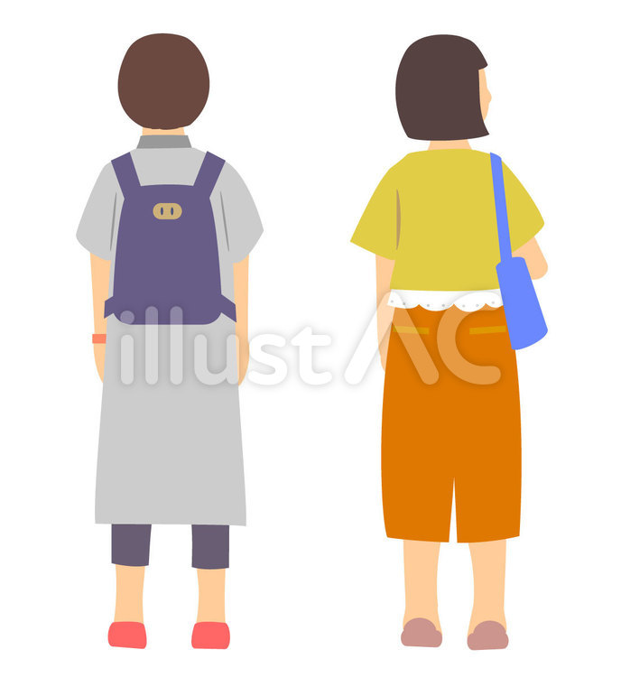 女子　後ろ姿　夏服 女性,女子,人物のイラスト素材