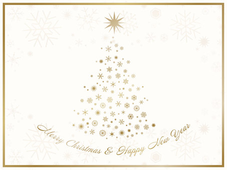 金色の雪の結晶のクリスマスツリー 雪,雪の結晶,金,白,メリークリスマス,ハッピーニューイヤー,星,ロマンチック,ゴールド,結晶のイラスト素材