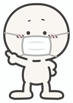 マスクをした人物、風邪・花粉症の棒人間 風邪,マスク,棒人間,人物,指さし,病気,つらい,花粉症,感染症,風邪ひきのイラスト素材