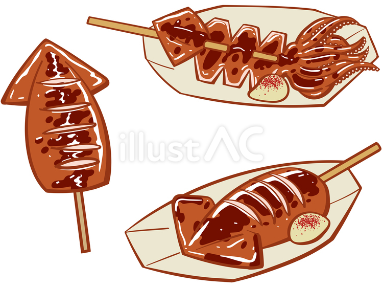 EF＿0010 いか焼き,食べ物,飲食のイラスト素材