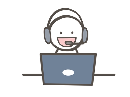 棒人間　カスタマーサービスのオペレーター 棒人間,人,カスタマーサービス,オペレーター,お客様相談室,相談,テレフォンオペレーター,サポートセンター,サポート,ヘッドホンのイラスト素材