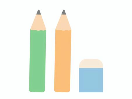 鉛筆と消しゴム 鉛筆,消しゴム,文房具,かわいい,シンプル,筆記具,文具,イラスト,素材,セットのイラスト素材