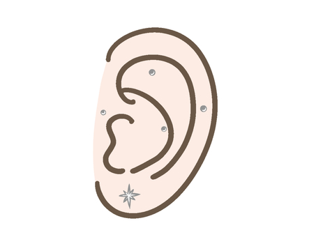 耳ツボジュエリー 耳ツボジュエリー,耳ツボ,耳,アクセサリー,ピアス,健康,キラキラのイラスト素材