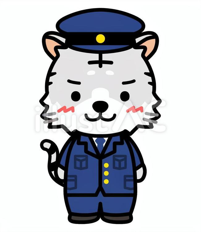 白いトラの警察官 警察官,虎,お巡りさんのイラスト素材