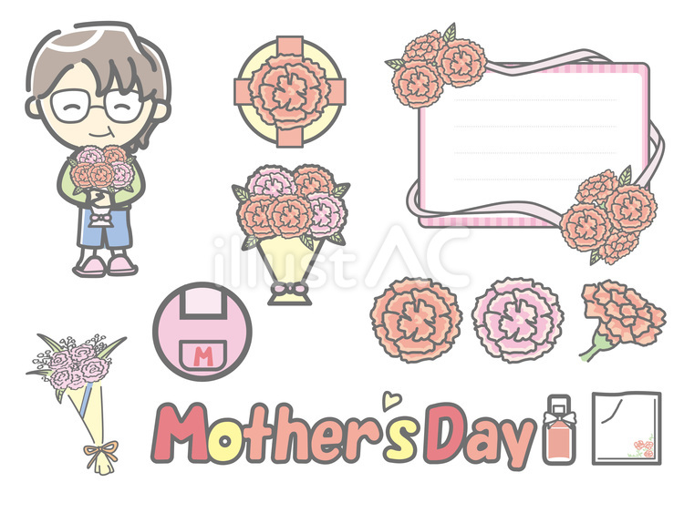 母の日２ 母の日,カーネーション,お母さんのイラスト素材