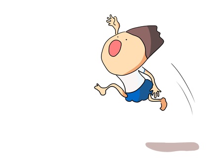 ジャンプ　子供 ジャンプ,飛ぶ,走り幅跳び,体操服,子ども,小学生のイラスト素材