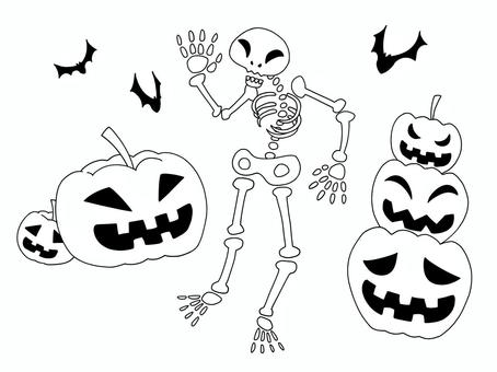 ガイコツとかぼちゃ　色なし