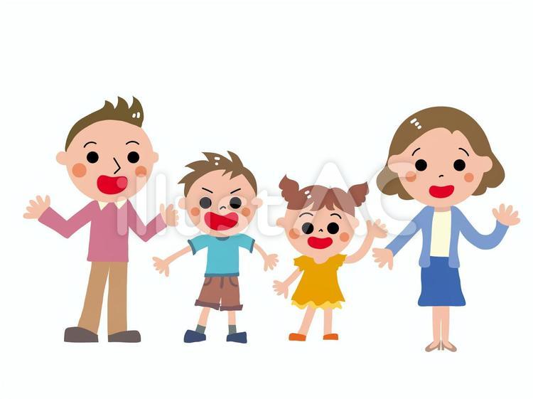 4人家族 男性,女性,大人のイラスト素材
